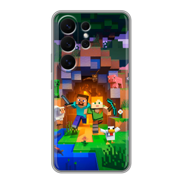 Силиконовый чехол на Samsung Galaxy S26 Ultra с принтом Майнкрафт Minecraft