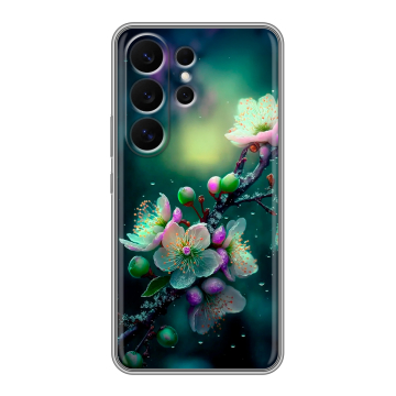 Силиконовый чехол на Samsung Galaxy S26 Ultra с принтом Цветы и мрамор