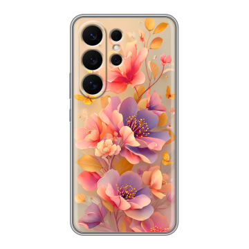 Силиконовый чехол на Samsung Galaxy S26 Ultra с принтом Цветы и бабочки