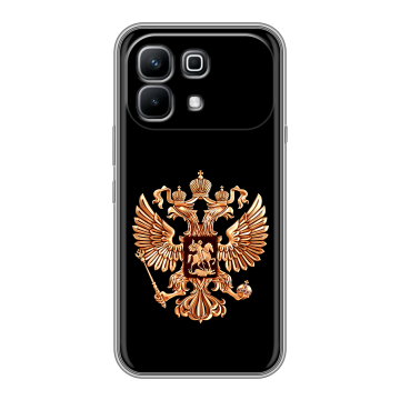 Силиконовый чехол на Infinix Note 60 с принтом Герб России золотой