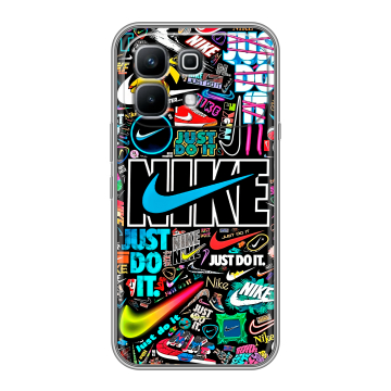 Силиконовый чехол на Infinix Note 60 с принтом найк nike черный