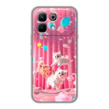 Силиконовый чехол на Infinix Note 60 с принтом милые котики Силиконовый чехол на Infinix Note 60 с принтом милые котики