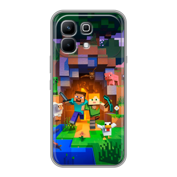 Силиконовый чехол на Infinix Note 60 с принтом Майнкрафт Minecraft