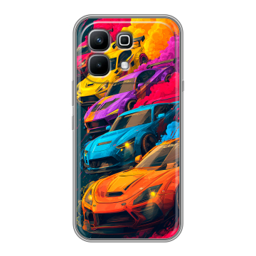 Силиконовый чехол на Infinix Note 60 с принтом Тачки
