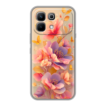 Силиконовый чехол на Infinix Note 60 с принтом Цветы и бабочки Силиконовый чехол на Infinix Note 60 с принтом Цветы и бабочки