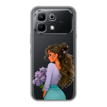 Силиконовый чехол на Infinix Note 60 с принтом девушка цветы Силиконовый чехол на Infinix Note 60 с принтом девушка цветы