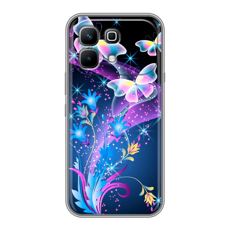 Силиконовый чехол на Infinix Note 60 с принтом Бабочки Силиконовый чехол на Infinix Note 60 с принтом Бабочки