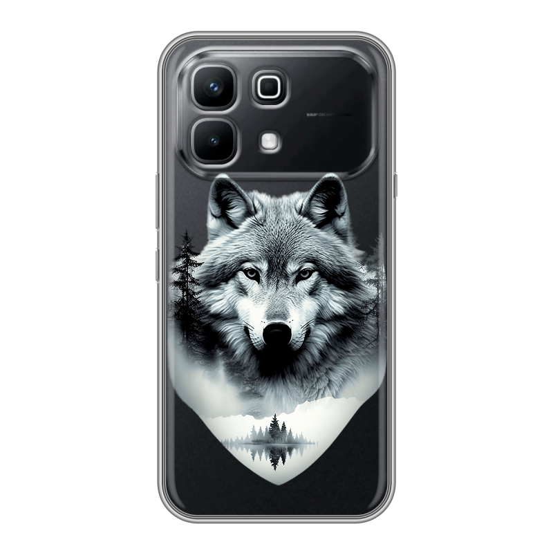 Силиконовый чехол на Infinix Note 60 с принтом Волк в лесу Силиконовый чехол на Infinix Note 60 с принтом Волк в лесу