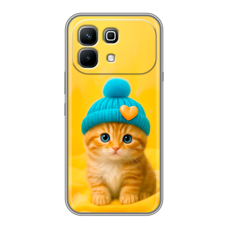 Силиконовый чехол на Infinix Note 60 с принтом Котенок в шапке Силиконовый чехол на Infinix Note 60 с принтом Котенок в шапке
