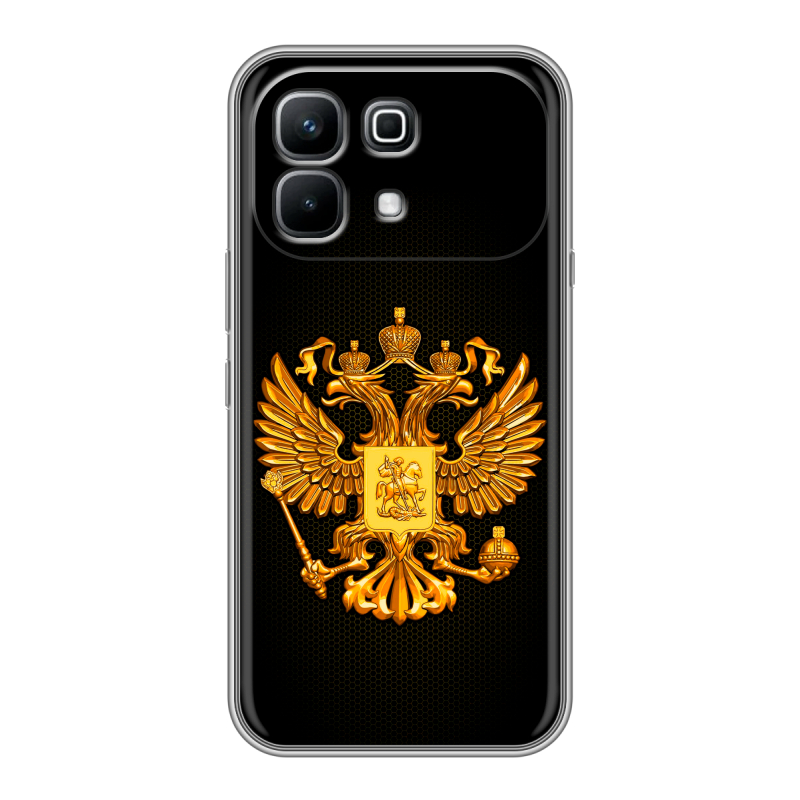 Силиконовый чехол на Infinix Note 60 с принтом Герб России желтый Силиконовый чехол на Infinix Note 60 с принтом Герб России желтый