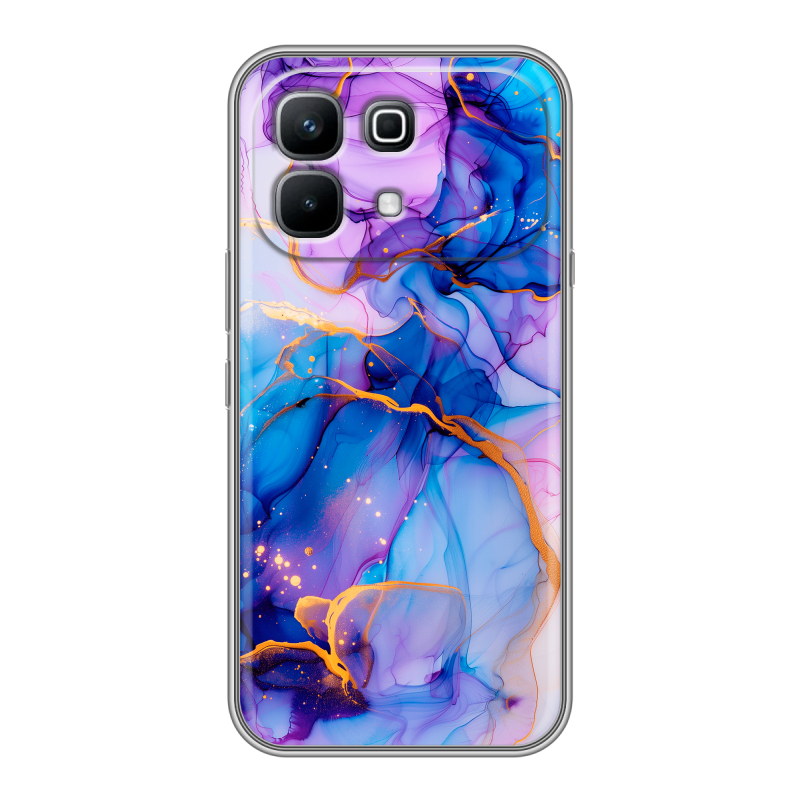 Силиконовый чехол на Infinix Note 60 с принтом синий мрамор Силиконовый чехол на Infinix Note 60 с принтом синий мрамор