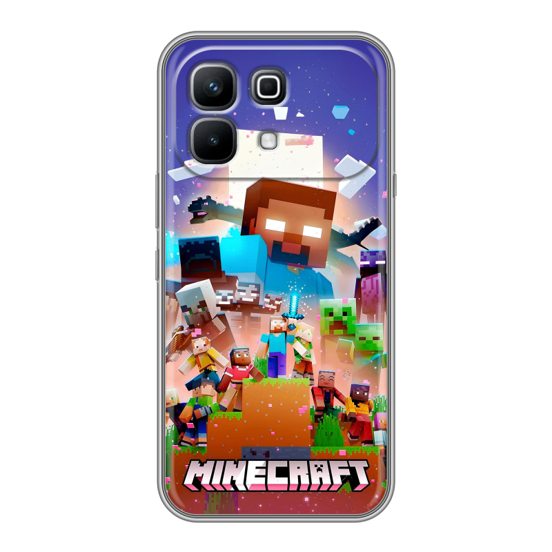 Силиконовый чехол на Infinix Note 60 с принтом Майнкрафт Minecraft Силиконовый чехол на Infinix Note 60 с принтом Майнкрафт Minecraft