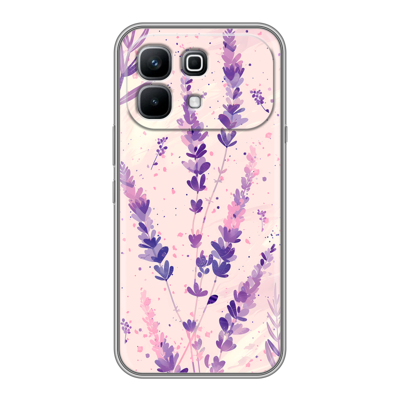 Силиконовый чехол на Infinix Note 60 с принтом цветы лаванда Силиконовый чехол на Infinix Note 60 с принтом цветы лаванда