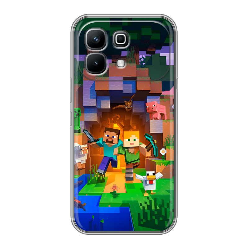 Силиконовый чехол на Infinix Note 60 с принтом Майнкрафт Minecraft Силиконовый чехол на Infinix Note 60 с принтом Майнкрафт Minecraft