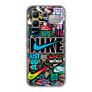 Силиконовый чехол на Infinix Note 60 Pro с принтом найк nike черный