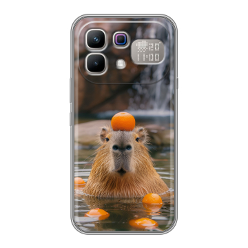 Силиконовый чехол на Infinix Note 60 Pro с принтом Капибара с апельсином Силиконовый чехол на Infinix Note 60 Pro с принтом Капибара с апельсином