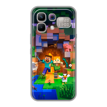 Силиконовый чехол на Infinix Note 60 Pro с принтом Майнкрафт Minecraft