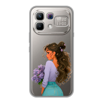Силиконовый чехол на Infinix Note 60 Pro с принтом девушка цветы