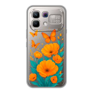 Силиконовый чехол на Infinix Note 60 Pro с принтом цветы бабочки
