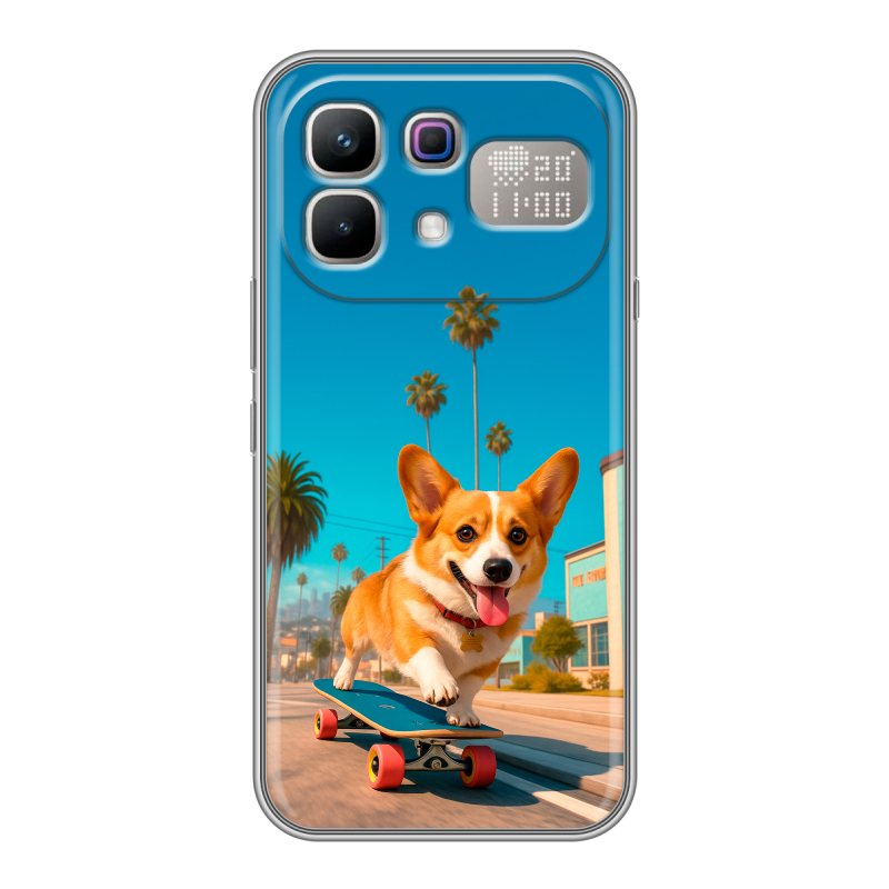 Силиконовый чехол на Infinix Note 60 Pro с принтом Корги на скейте Силиконовый чехол на Infinix Note 60 Pro с принтом Корги на скейте