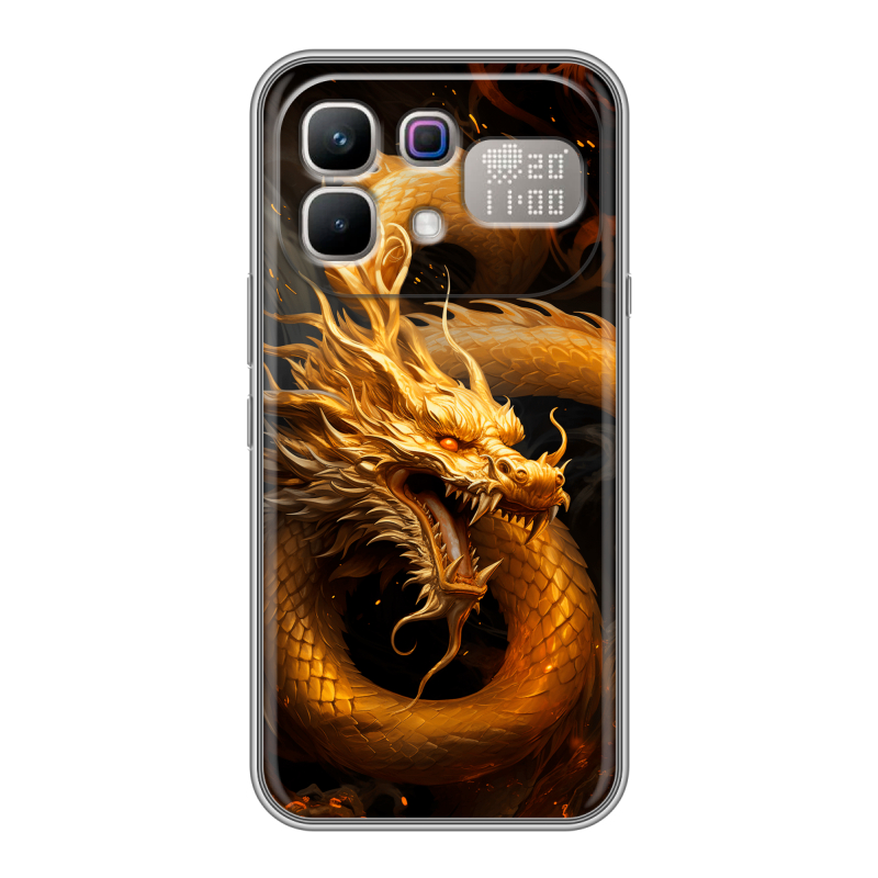 Силиконовый чехол на Infinix Note 60 Pro с принтом Золотой дракон Силиконовый чехол на Infinix Note 60 Pro с принтом Золотой дракон