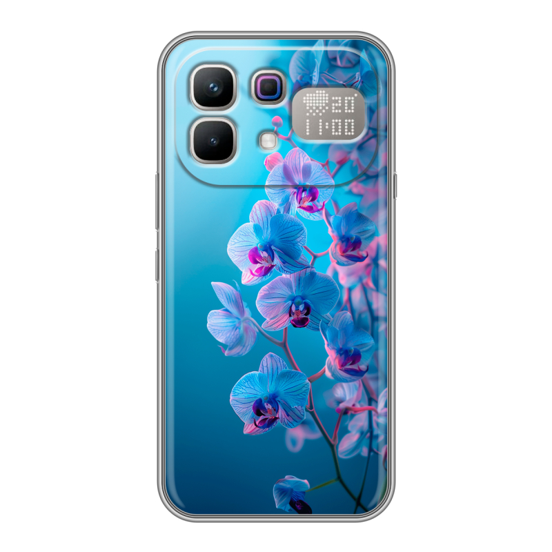 Силиконовый чехол на Infinix Note 60 Pro с принтом голубые орхидеи Силиконовый чехол на Infinix Note 60 Pro с принтом голубые орхидеи