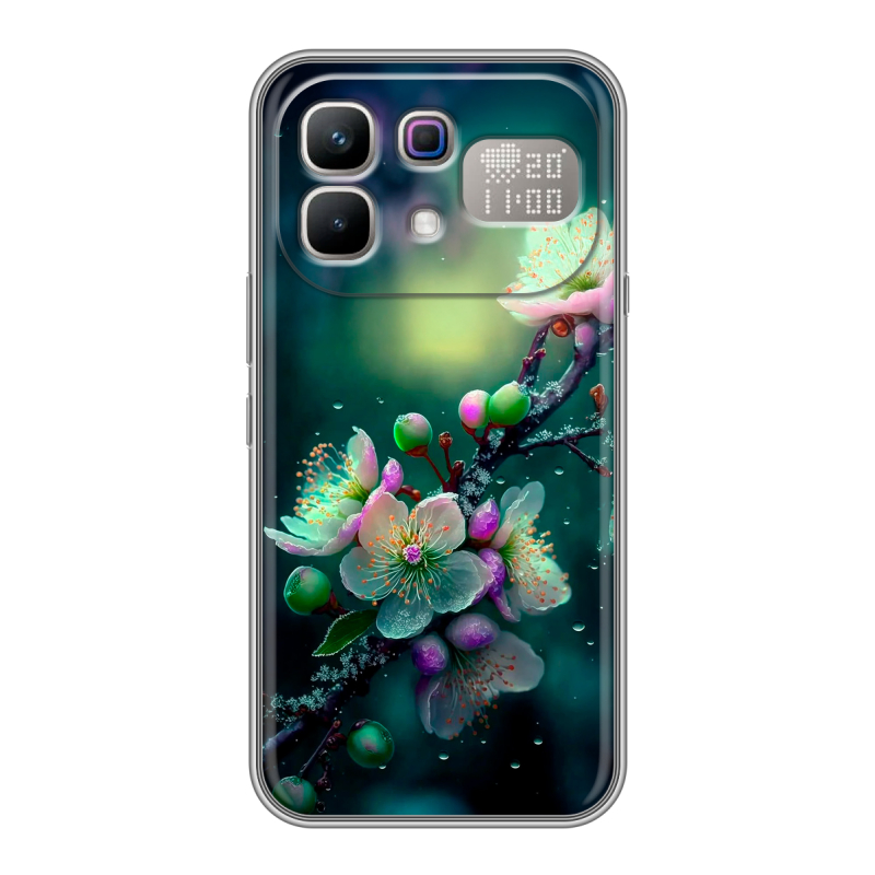 Силиконовый чехол на Infinix Note 60 Pro с принтом Цветы и мрамор Силиконовый чехол на Infinix Note 60 Pro с принтом Цветы и мрамор