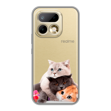 Силиконовый чехол на Realme 16 Pro с принтом Кошки Силиконовый чехол на Realme 16 Pro с принтом Кошки