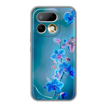 Силиконовый чехол на Realme 16 Pro с принтом Голубые цветы