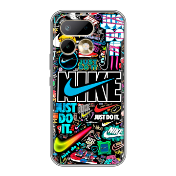 Силиконовый чехол на Realme 16 Pro с принтом найк nike черный Силиконовый чехол на Realme 16 Pro с принтом найк nike черный