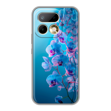 Силиконовый чехол на Realme 16 Pro с принтом голубые орхидеи