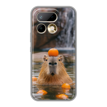 Силиконовый чехол на Realme 16 Pro с принтом Капибара с апельсином Силиконовый чехол на Realme 16 Pro с принтом Капибара с апельсином