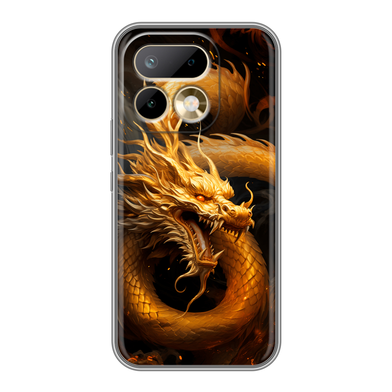 Силиконовый чехол на Realme 16 Pro с принтом Золотой дракон Силиконовый чехол на Realme 16 Pro с принтом Золотой дракон