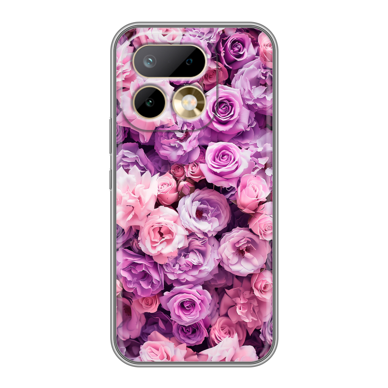 Силиконовый чехол на Realme 16 Pro с принтом лавандовые розы Силиконовый чехол на Realme 16 Pro с принтом лавандовые розы