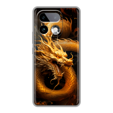 Силиконовый чехол на Realme 16 Pro Plus с принтом Золотой дракон