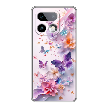 Силиконовый чехол на Realme 16 Pro Plus с принтом цветы бабочки Силиконовый чехол на Realme 16 Pro Plus с принтом цветы бабочки