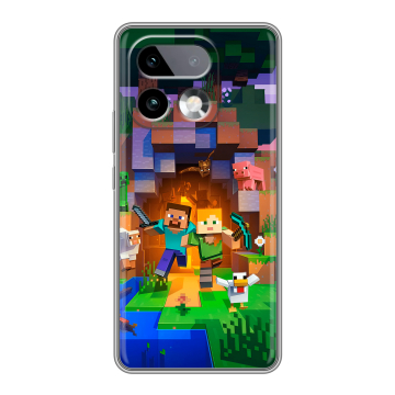Силиконовый чехол на Realme 16 Pro Plus с принтом Майнкрафт Minecraft