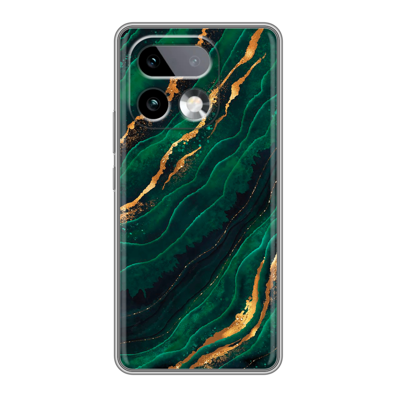Силиконовый чехол на Realme 16 Pro Plus с принтом Мрамор зеленое золото Силиконовый чехол на Realme 16 Pro Plus с принтом Мрамор зеленое золото