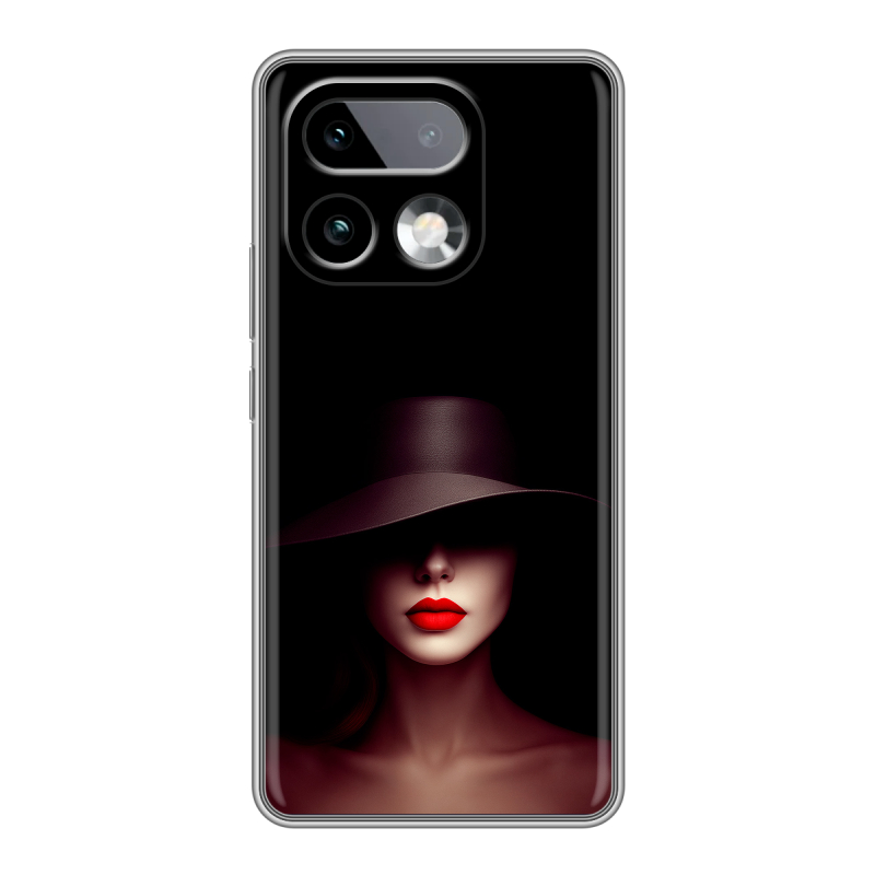 Силиконовый чехол на Realme 16 Pro Plus с принтом Девушка в шляпе Силиконовый чехол на Realme 16 Pro Plus с принтом Девушка в шляпе