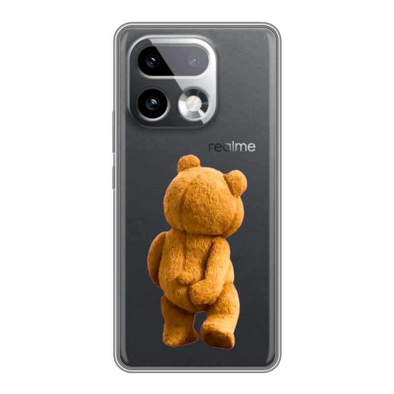 Силиконовый чехол на Realme 16 Pro Plus с принтом Медведь Силиконовый чехол на Realme 16 Pro Plus с принтом Медведь