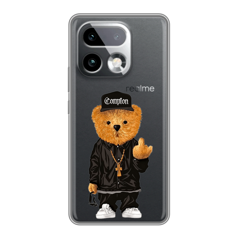 Силиконовый чехол на Realme 16 Pro Plus с принтом Плюшевый медведь Силиконовый чехол на Realme 16 Pro Plus с принтом Плюшевый медведь