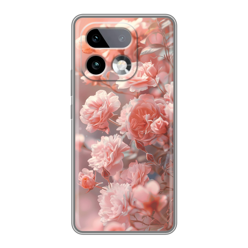 Силиконовый чехол на Realme 16 Pro Plus с принтом Розовые розы Силиконовый чехол на Realme 16 Pro Plus с принтом Розовые розы