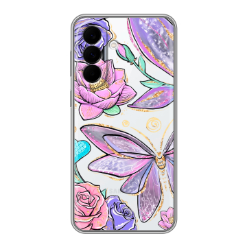 Силиконовый чехол на Samsung Galaxy A37 с принтом Бабочки и цветы