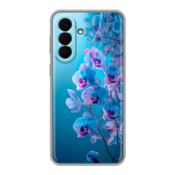 Силиконовый чехол на Samsung Galaxy A57 с принтом голубые орхидеи Силиконовый чехол на Samsung Galaxy A57 с принтом голубые орхидеи