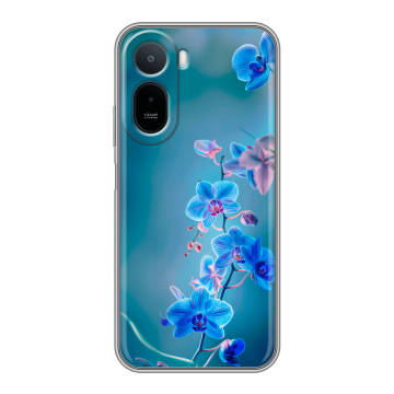 Силиконовый чехол на RedMi A7 Pro с принтом Голубые цветы Силиконовый чехол на RedMi A7 Pro с принтом Голубые цветы