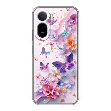 Силиконовый чехол на RedMi A7 Pro с принтом цветы бабочки