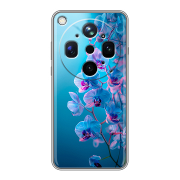 Силиконовый чехол на OPPO Find X9 Ultra с принтом голубые орхидеи