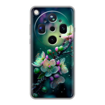 Силиконовый чехол на OPPO Find X9 Ultra с принтом Цветы и мрамор
