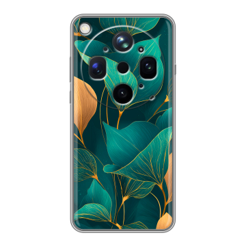 Силиконовый чехол на OPPO Find X9 Ultra с принтом Листья и золото