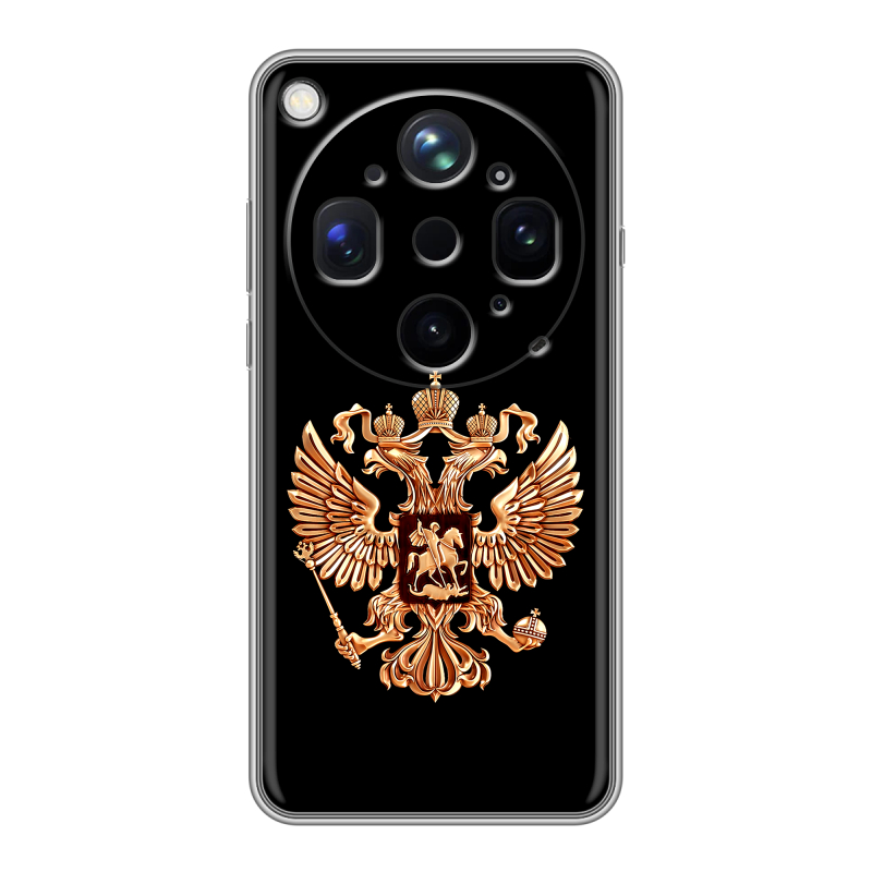 Силиконовый чехол на OPPO Find X9 Ultra с принтом Герб России золотой Силиконовый чехол на OPPO Find X9 Ultra с принтом Герб России золотой